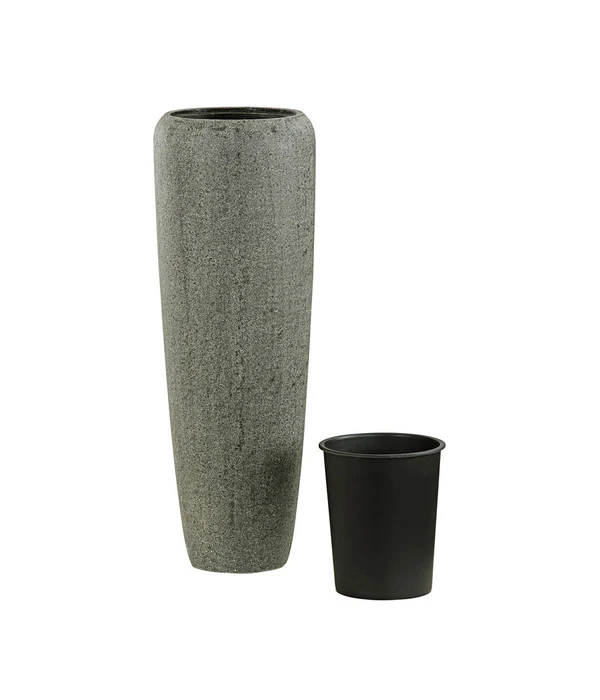 Dehner Polystone-Pflanzvase London, Rund, Grau, Ca. Ø34/H97 Cm 2 Dehner Polystone-Pflanzvase London, Rund, Grau, Ca. Ø34/H97 Cm – Bild 2