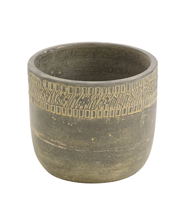 Keramik-Topf Olympia, Rund, Grau-beige 1 Keramik-Topf Olympia, Rund, Grau-beige