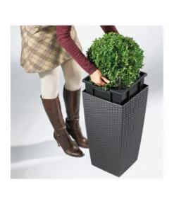 LECHUZA® Kunststoff-Topf Cubico Cottage -Wurzel Herz Verkaufsgeschäft 3528429 WE DE 003 LechuzaCubicoCottageBlumenkuebeleckigBlumentopfBlumenvasegrau