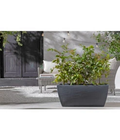 Kunststoff-Pflanzkasten Rille, Ca. B80/H34/T40 Cm, Anthrazit -Wurzel Herz Verkaufsgeschäft 3697406 WE MO 002 KunsstoffKastenRillen