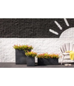 Dehner Kunststoff-Säulentopf Palermo, Eckig -Wurzel Herz Verkaufsgeschäft 3728110 3728151 3940756 WE MO 007 KunststoffBlumenkuebelKubusanthrazitBlumentopf