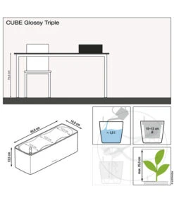 LECHUZA® CUBE Glossy Triple, All-in-One Set, 40 Cm -Wurzel Herz Verkaufsgeschäft 4310702 4310678 4310652 WE DE 001 CubeGlossyTriple14