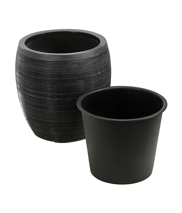 Dehner Polystone-Topf Singapur, Rund, Anthrazit 5 Dehner Polystone-Topf Singapur, Rund, Anthrazit – Bild 5