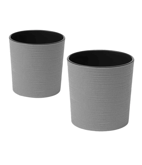 Siena Garden Kunststoff-Topf ECO Lens, Rund, Grau, Ca. Ø30/H30,5 Cm, 2er-Set 1 Siena Garden Kunststoff-Topf ECO Lens, Rund, Grau, Ca. Ø30/H30,5 Cm, 2er-Set