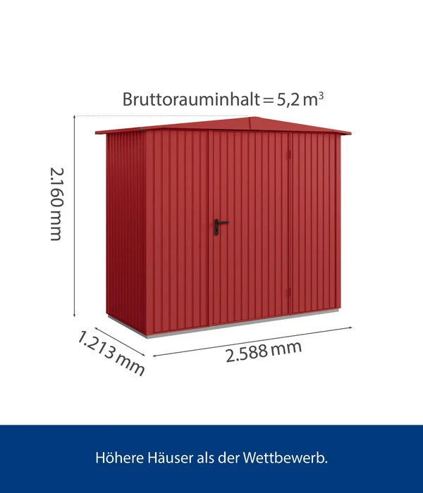 Hörmann Berry-Gerätehaus Classic-S Typ 1, Ca. B258,8/H216/T121,3 Cm 3 Hörmann Berry-Gerätehaus Classic-S Typ 1, Ca. B258,8/H216/T121,3 Cm – Bild 3