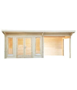 Wolff Finnhaus Gartenhaus Trondheim 70-A XL, Inkl. Lounge 400 Rechts, Ca. B780/H256/T390 Cm