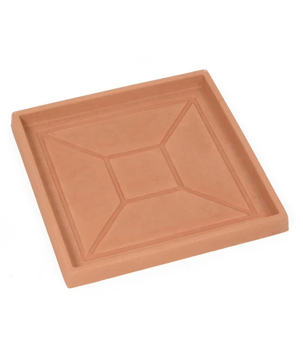 Farmet New Kunststoff-Topf Festonato, Quadratisch, Terrakotta, Inkl. Untersetzer – Bild 4